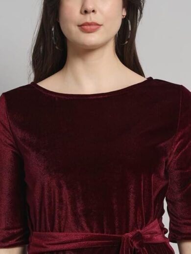 Chicava Party Top for Women with Front Tie Waistband | Shiny Velvet Half Sleeeves Stylish Outfit - Image 5