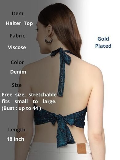 KanhaExports Women & Girls' Casual Crop Top V Neck Sleeveless Tops Backless Halter Tie Up Adjustable top Free Size Chic and Comfortable Fashion Any Occasion - Image 4