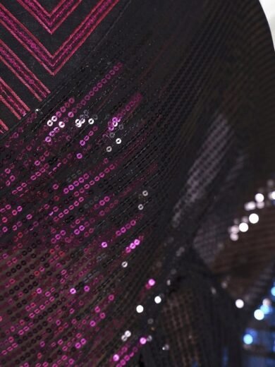 Pink Sequin Embellished Pure Georgette Saree Set - Image 2