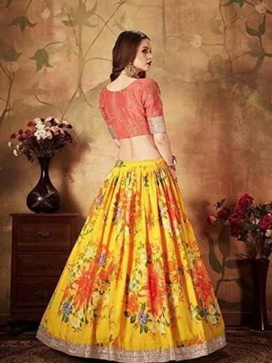Women's Floral Organza Semi Stitched Lehenga Choli with Dupatta - Image 2