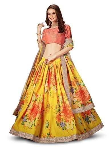 Women's Floral Organza Semi Stitched Lehenga Choli with Dupatta - Image 4
