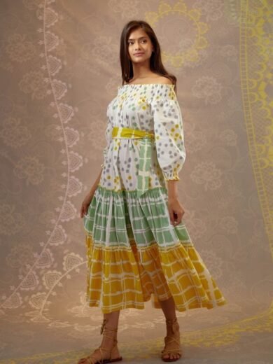 Green and Yellow Adila Dress