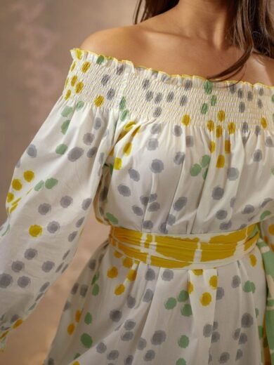 Green and Yellow Adila Dress - Image 4